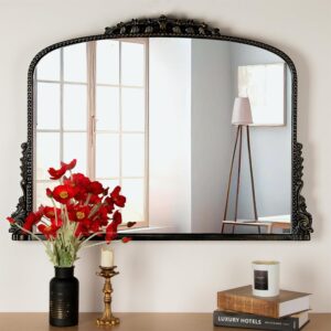 SHYFOY Antique Black-Gold Mirrors for Wall Decor Baroque Scalloped Top, Vintage Wall Mirror Decorative Mirrors for Living Room Entryway Bathroom Powder Room, 23"X36" Wide Version