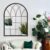 Top Arched Window Wall Mirror – 35″ Black Metal Decorative Pane